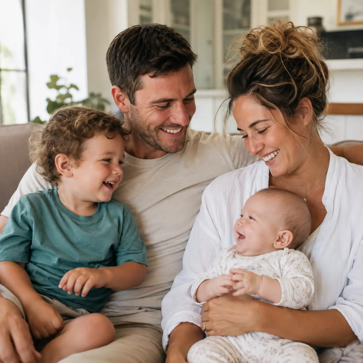 Young Australian family of four